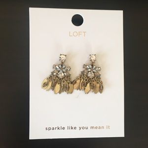 NWT LOFT Gold Leaf Dangle Earrings